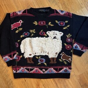Vintage 80’s Glenover Ramie Sheep Sweater Sz M Black